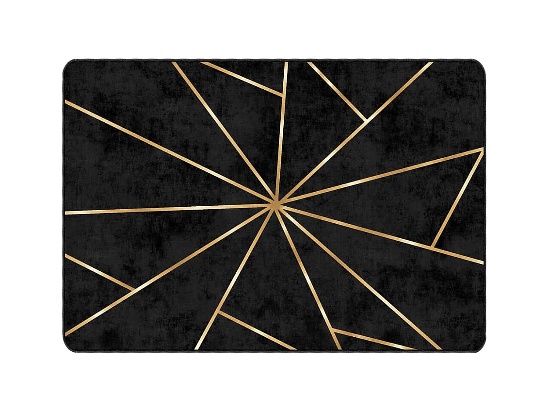 Zwart en goud wasbaar tapijt 160x230 cm antislip