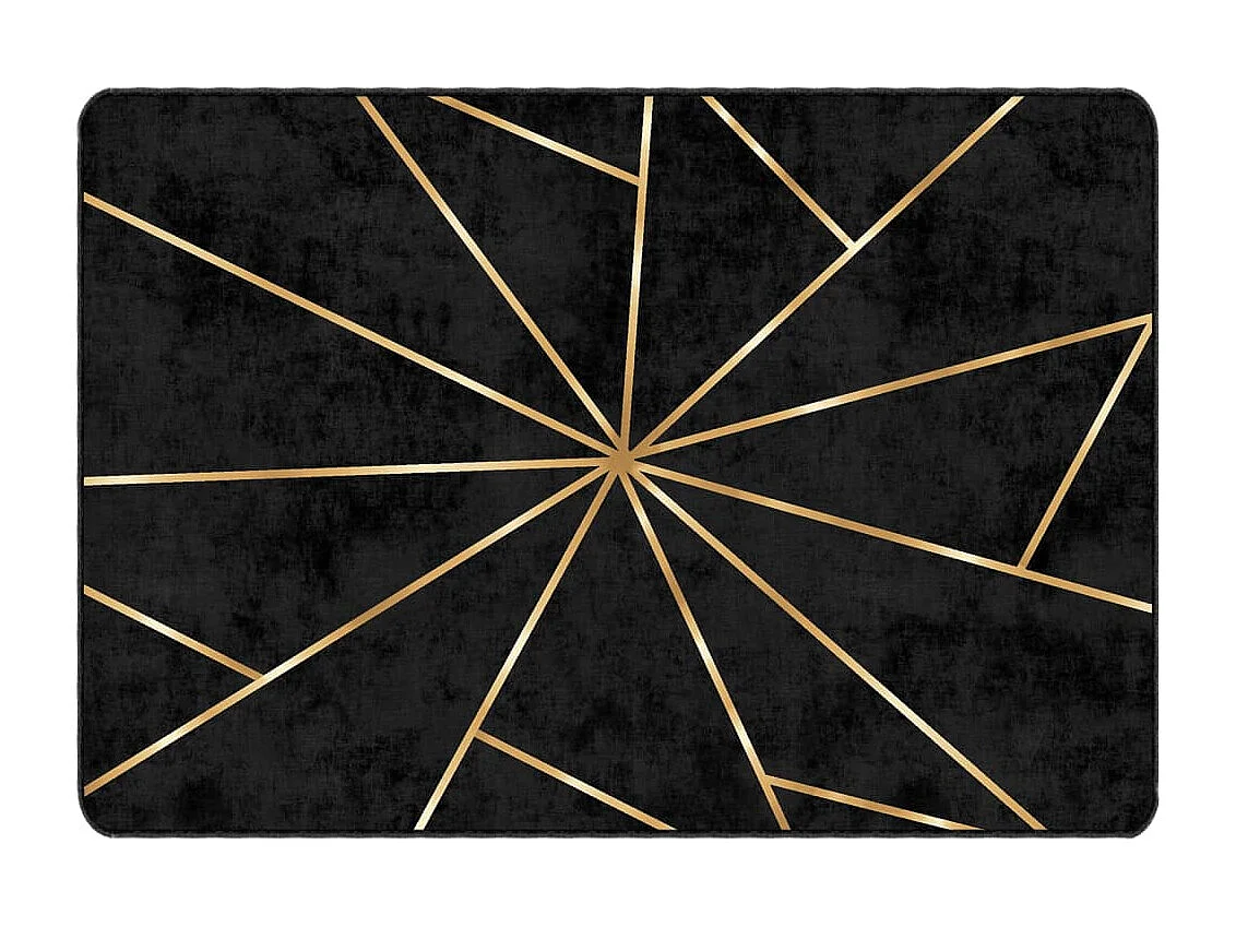 Tappeto lavabile nero e oro 160x230 cm antiscivolo