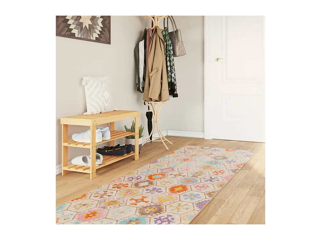 Tapis lavable multicolore 80x300 cm antidérapant