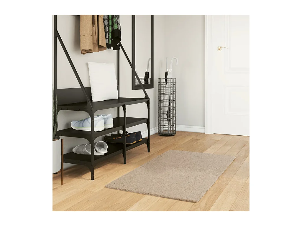 Tapis HUARTE à poils courts doux et lavable sable 60x110 cm