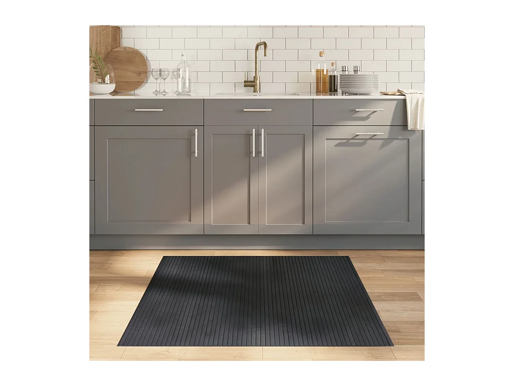 Tappeto rettangolare grigio 100x100 cm in bambù