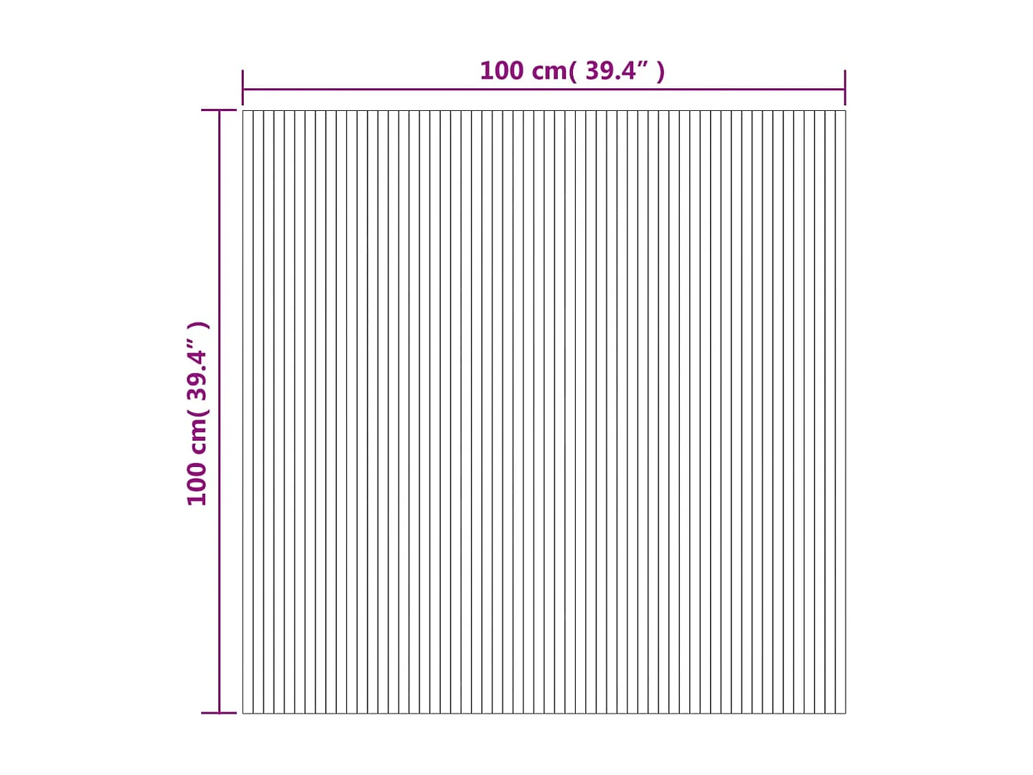Tappeto rettangolare grigio 100x100 cm in bambù