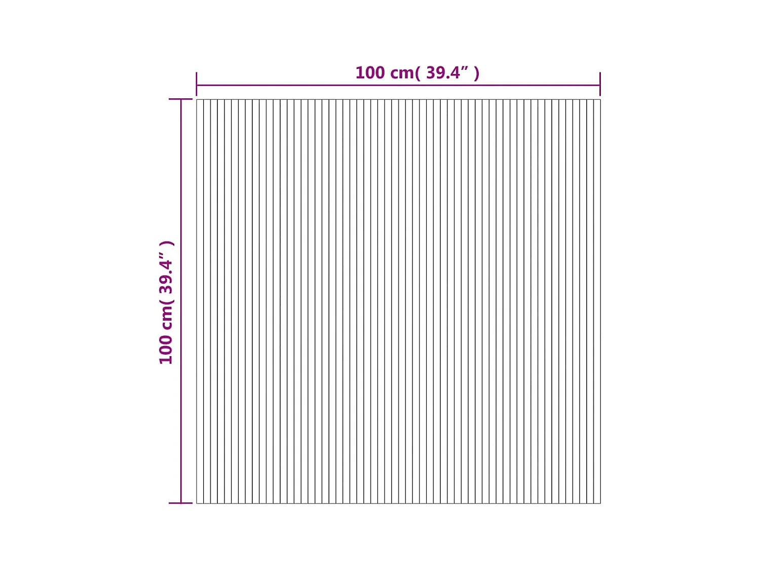 Alfombra rectangular gris 100x100 cm bambú