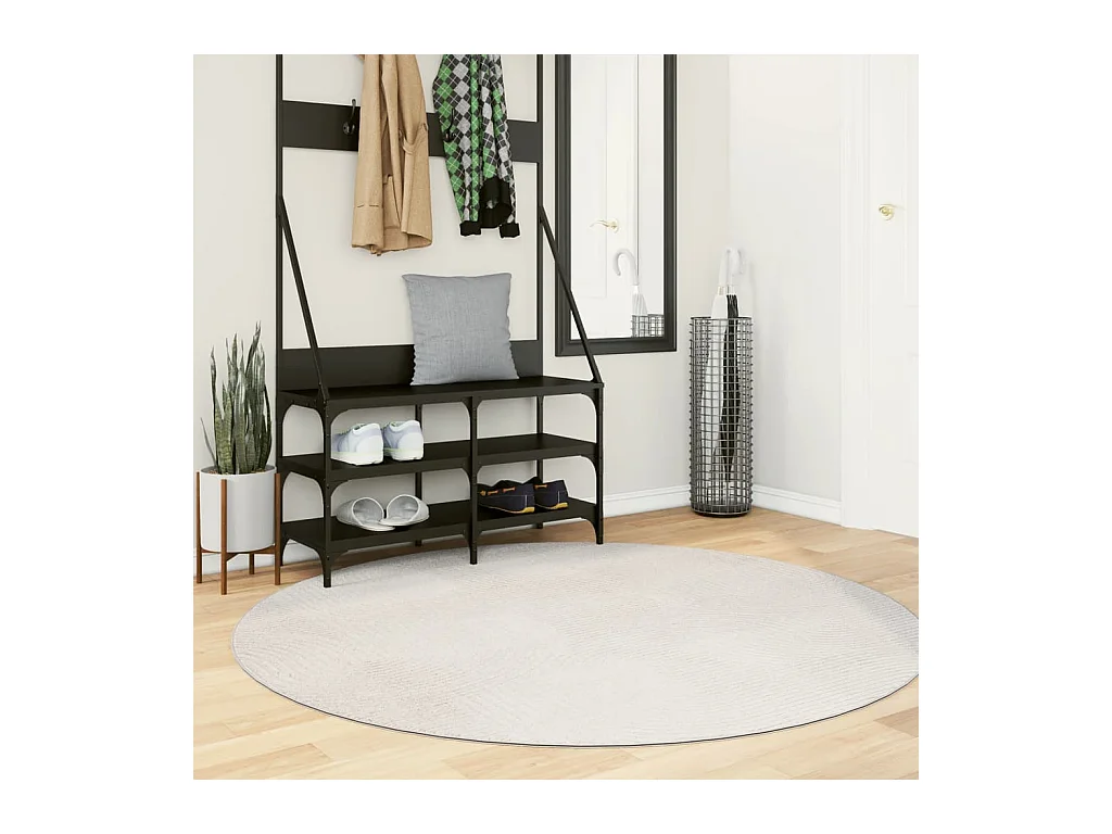 Tapis IZA poils courts style scandinave crème Ø 160 cm