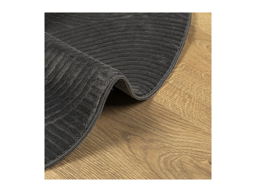 IZA kortpolig Scandinavisch vloerkleed in antraciet Ø 200 cm