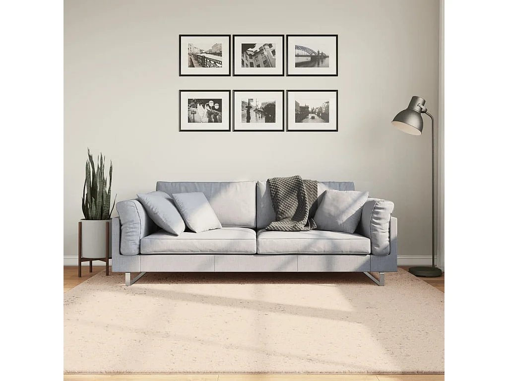 Tapis HUARTE à poils courts doux et lavable beige 200x200 cm