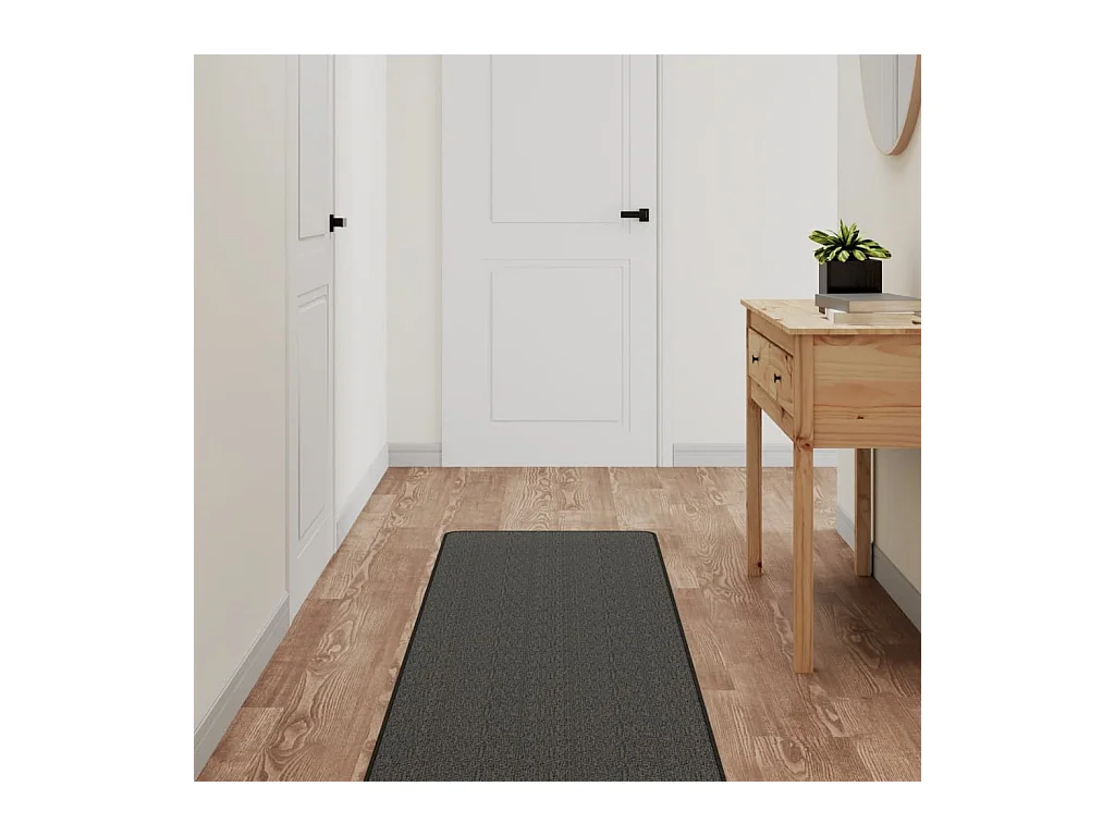 Tappeto passatoia effetto sisal antracite 50x150 cm