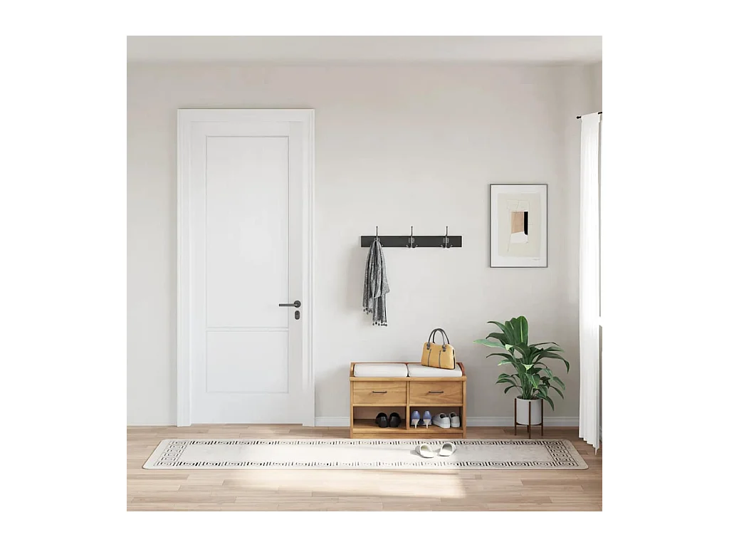 Tapis lavable antidérapant 80x300 cm Beige clair