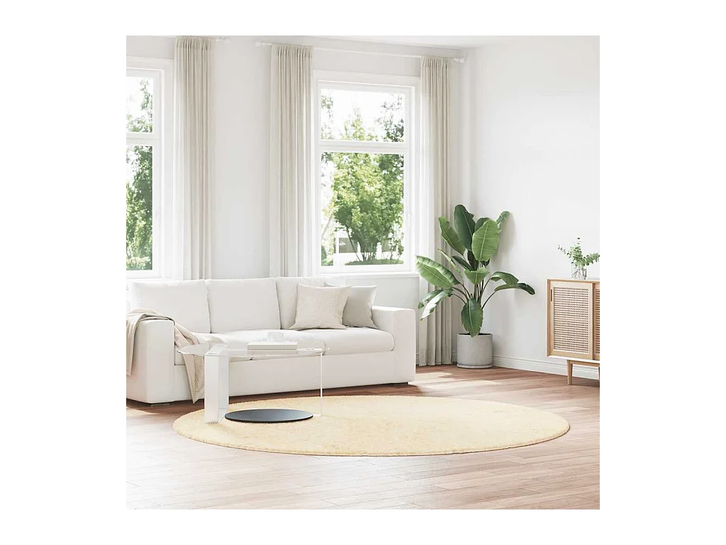 Tapis shaggy à poils longs NAVARRA crème 240x240 cm polyester