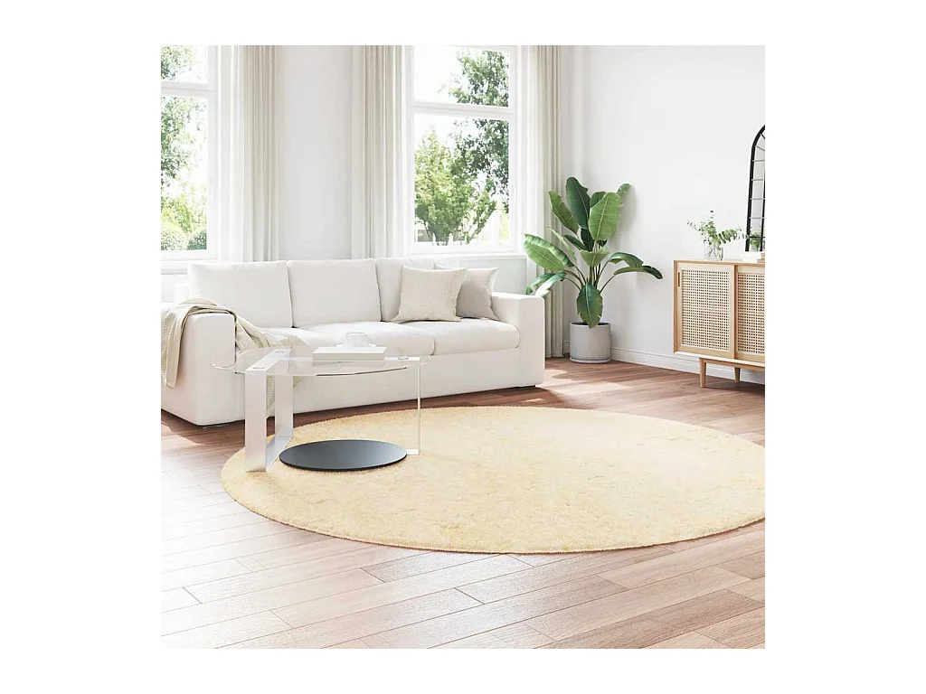 Tapis shaggy à poils longs NAVARRA crème 240x240 cm polyester