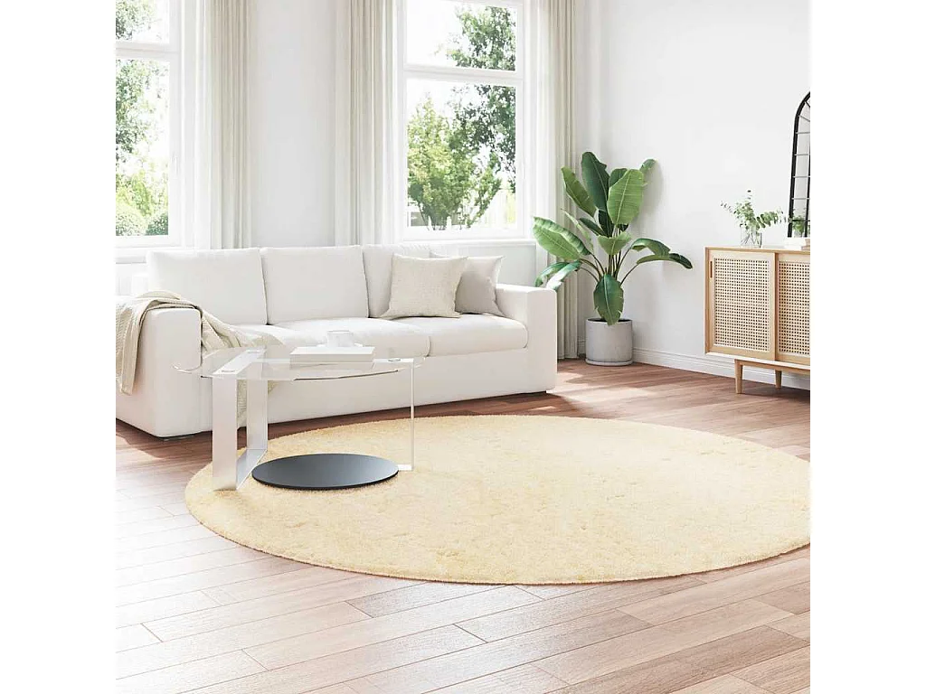 Tapis shaggy à poils longs NAVARRA crème 240x240 cm polyester