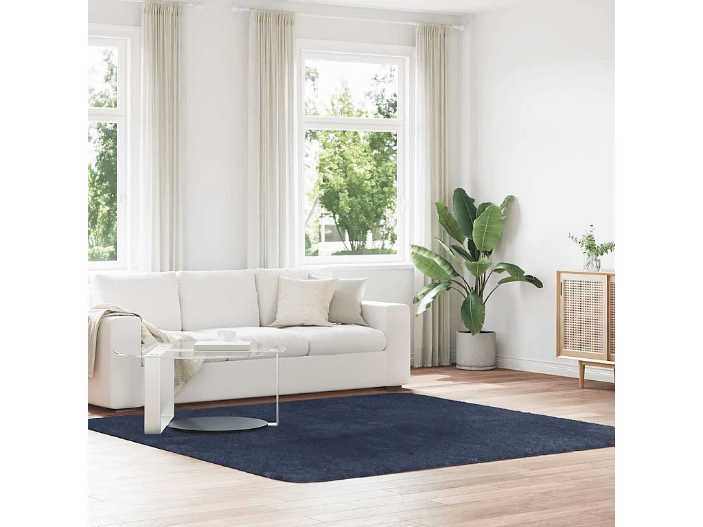 Tappeto shaggy a pelo lungo blu navy NAVARRA 240x240 cm