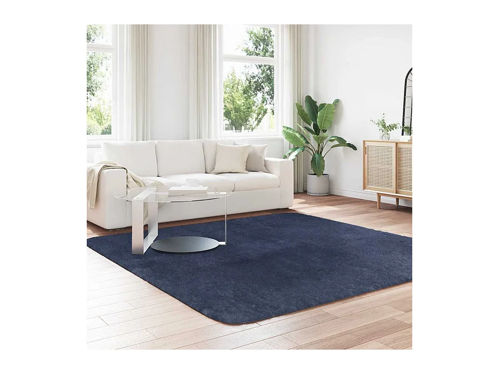 Tappeto shaggy a pelo lungo blu navy NAVARRA 240x240 cm