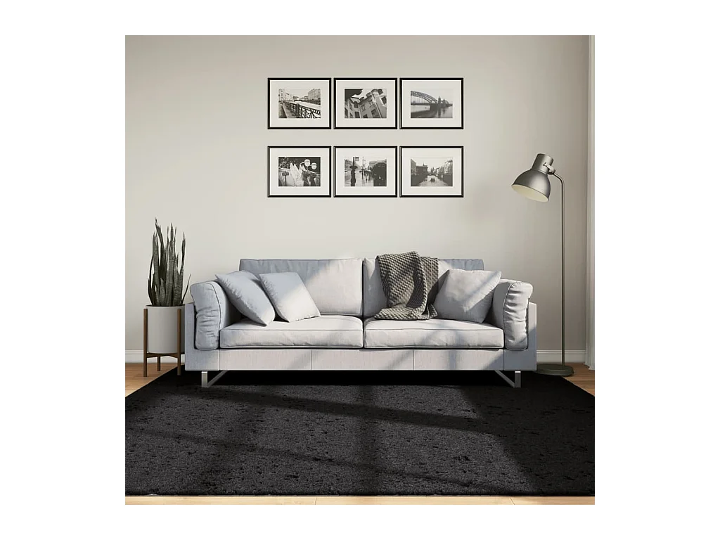 Tapis OVIEDO à poils courts noir 200x200 cm