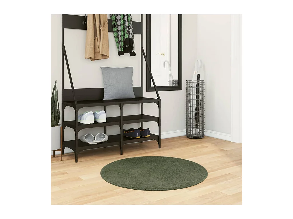 Tapis HUARTE à poils courts doux et lavable vert forêt Ø 80 cm