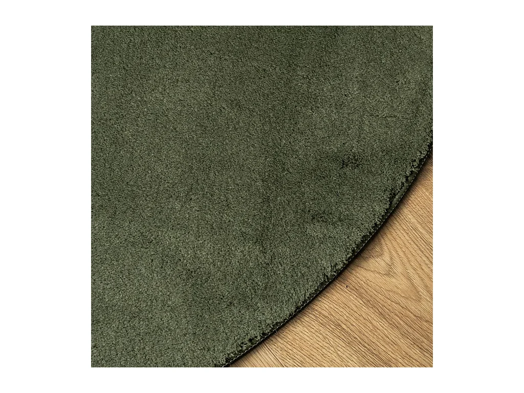 HUARTE vloerkleed met zachte en wasbare korte pool, bosgroen, Ø 80 cm