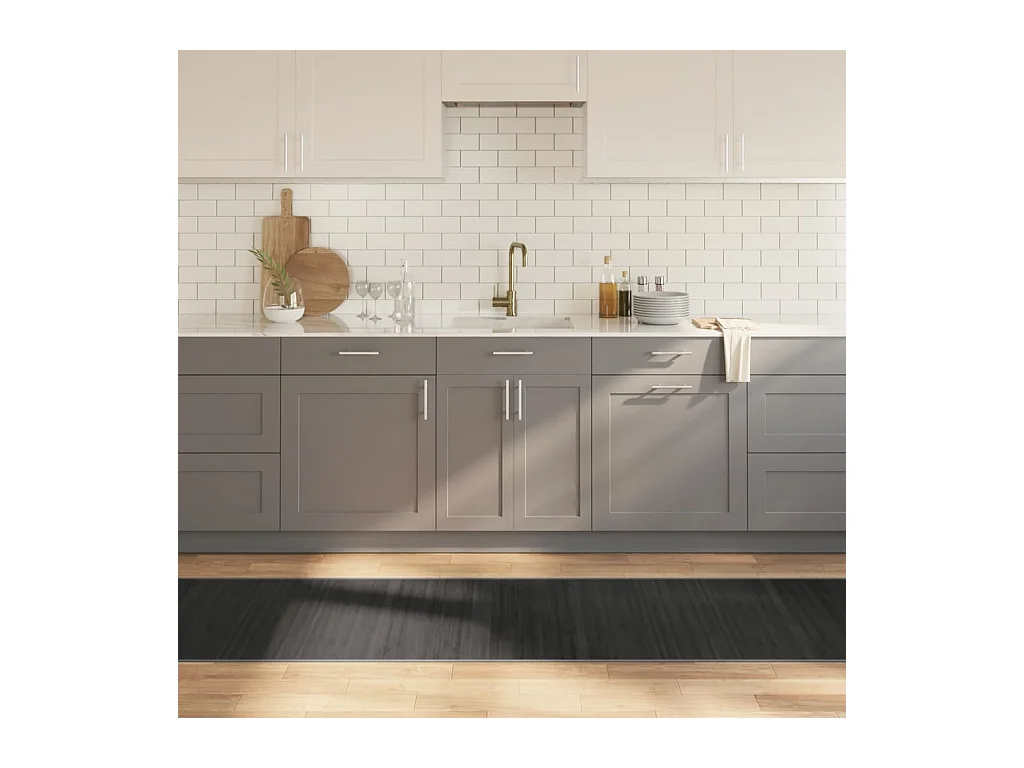 Tapis rectangulaire gris 70x300 cm bambou