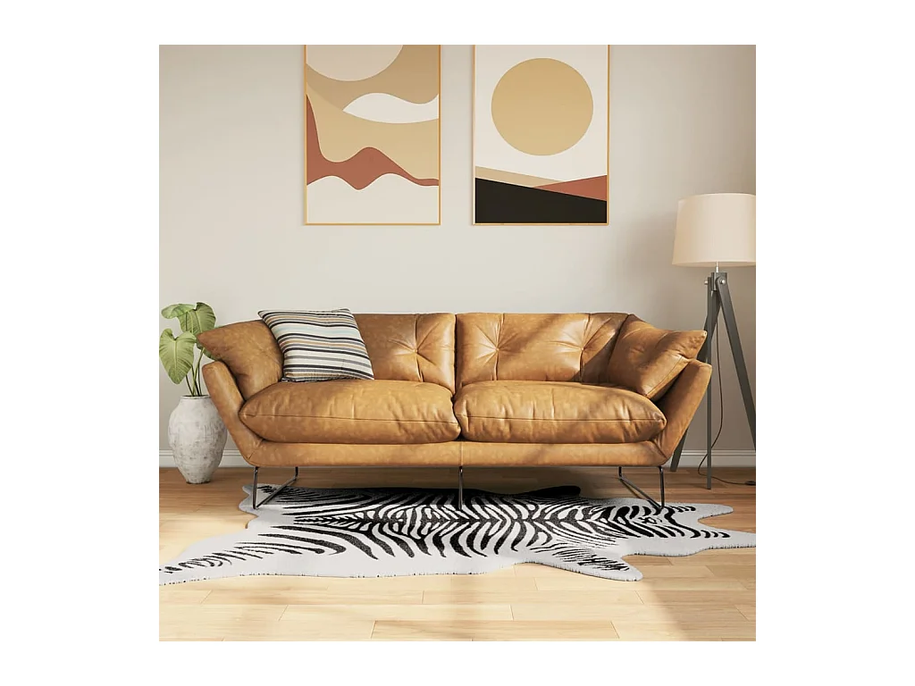 Tapis noir et blanc 120x170 cm motif zèbre lavable antidérapant