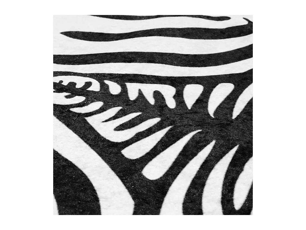 Tapis noir et blanc 120x170 cm motif zèbre lavable antidérapant