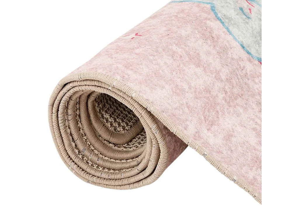 Alfombra infantil rosa 160x230 cm unicornio antideslizante lavable