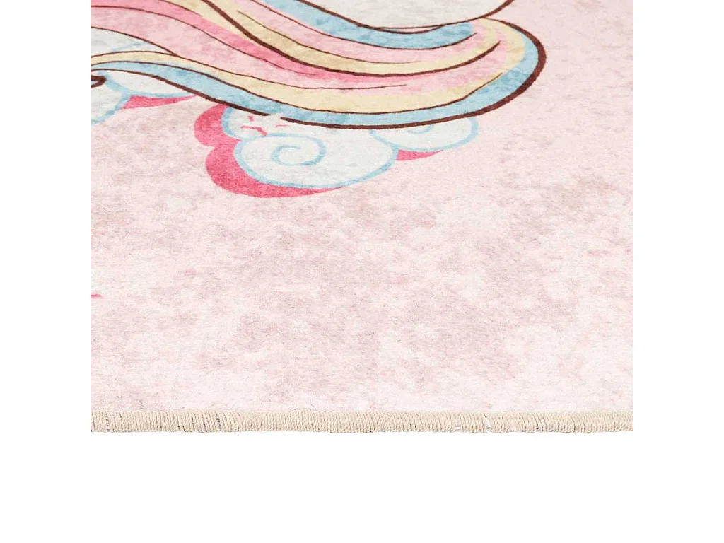 Alfombra infantil rosa 160x230 cm unicornio antideslizante lavable