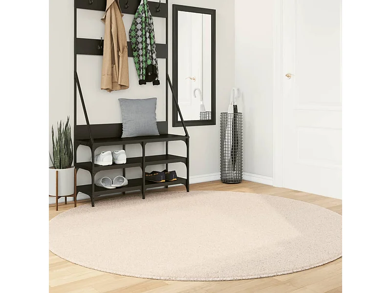 HUARTE vloerkleed met zachte en wasbare korte pool in beige Ø 200 cm