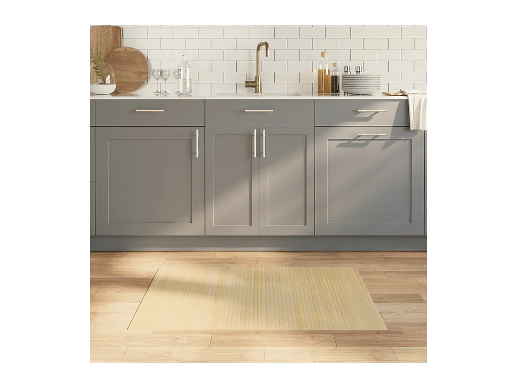 Tapis rectangulaire naturel clair 70x100 cm bambou