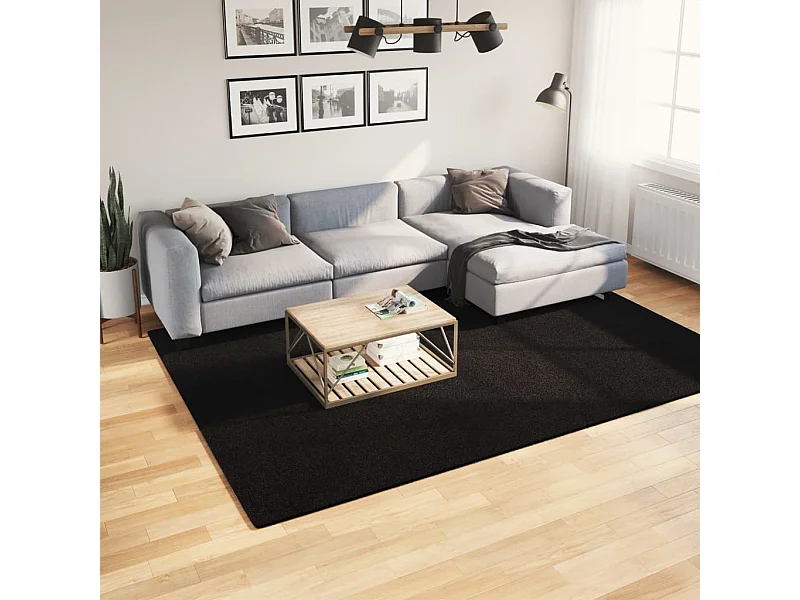 Tapis HUARTE à poils courts doux et lavable noir 200x280 cm