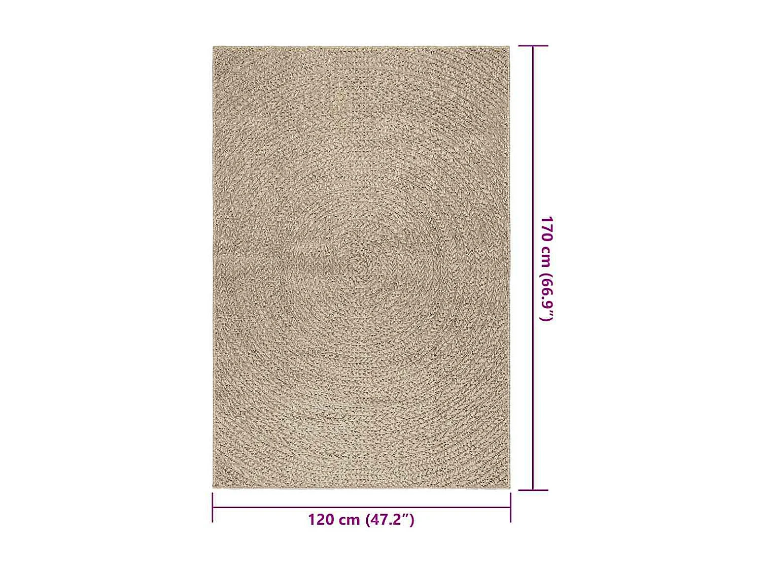 ZIZUR tappeto beige 120x170 cm effetto iuta per interni ed esterni
