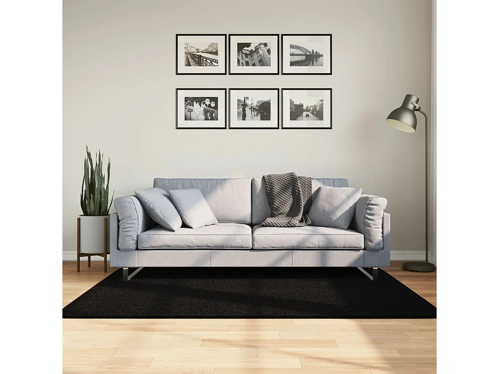 HUARTE zacht en wasbaar laagpolig vloerkleed zwart 120x170 cm