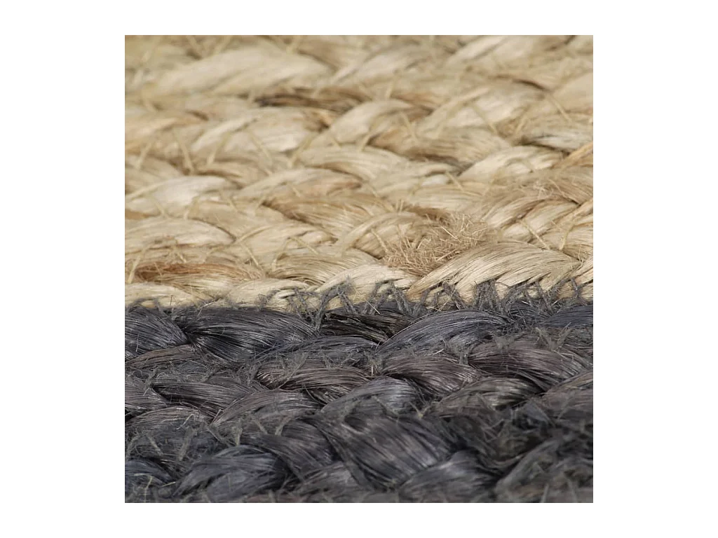 Handgefertigter Juteteppich mit dunkelgrauem Rand, 150 cm