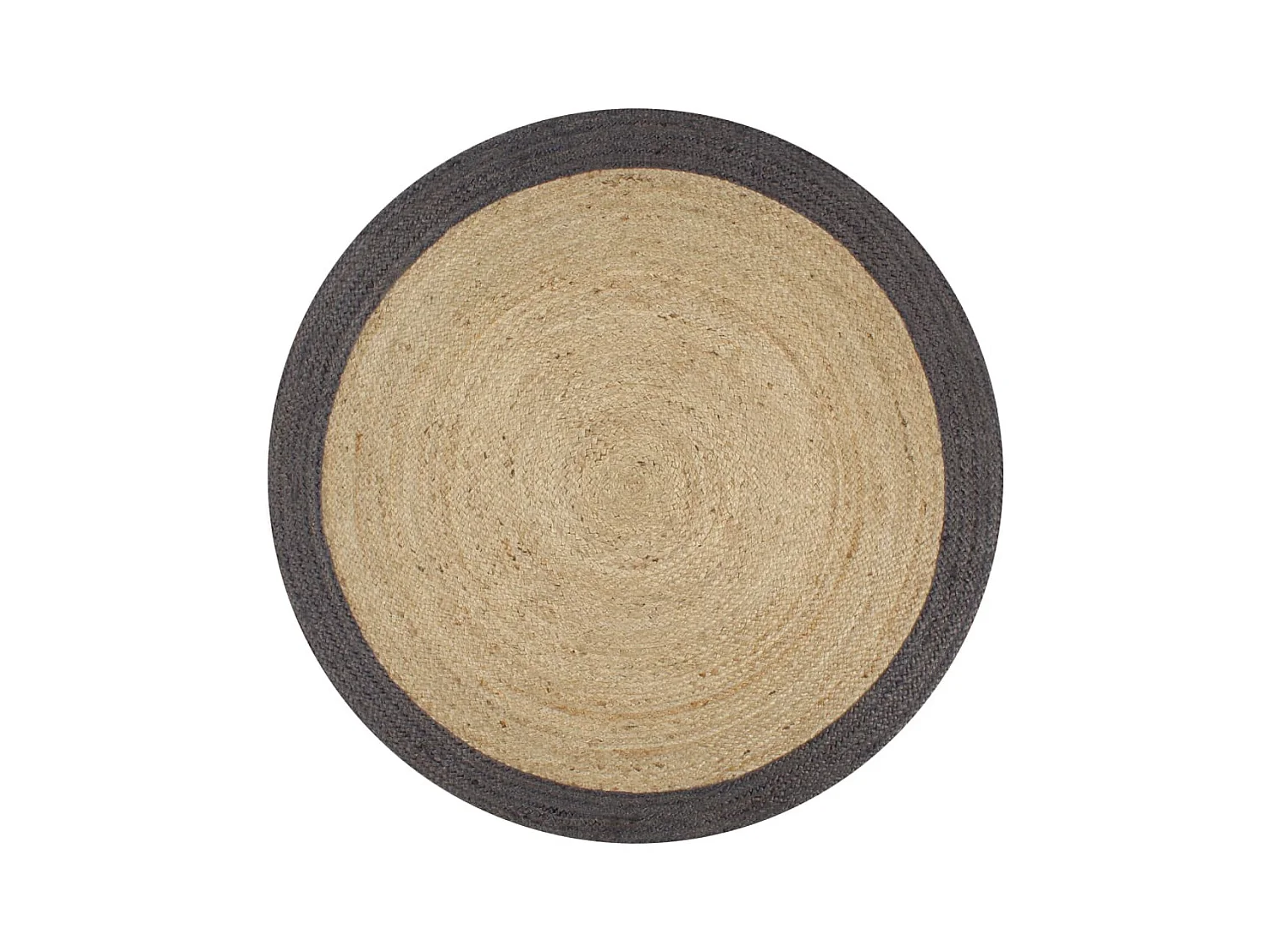 Alfombra de yute hecha a mano con borde gris oscuro 150 cm