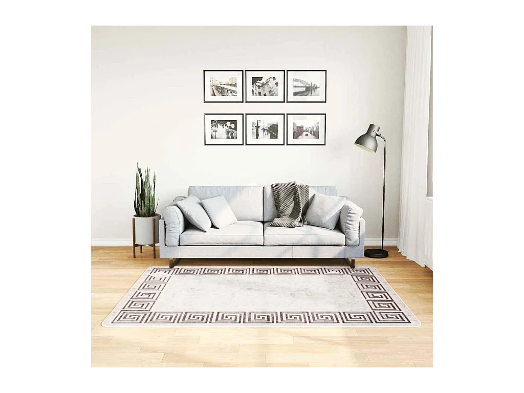 Tapis lavable antidérapant 120x180 cm beige clair