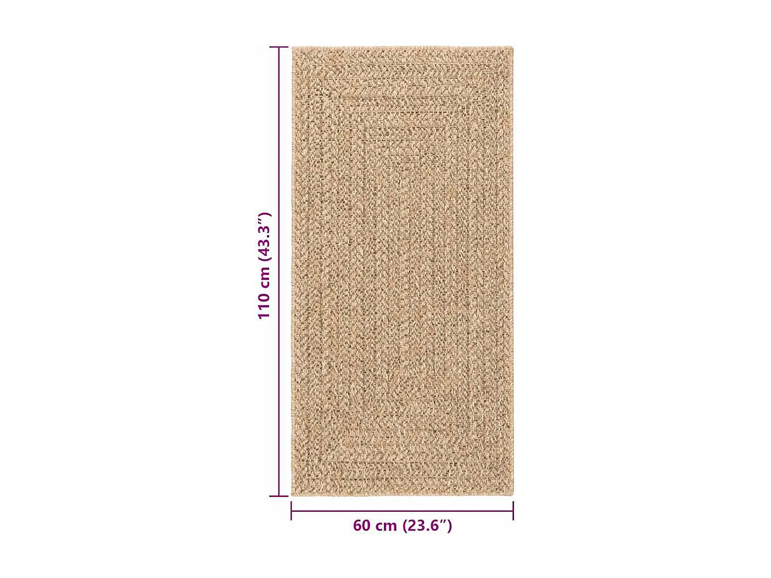 Tapis ZIZUR beige 60x110 cm aspect de jute intérieur extérieur