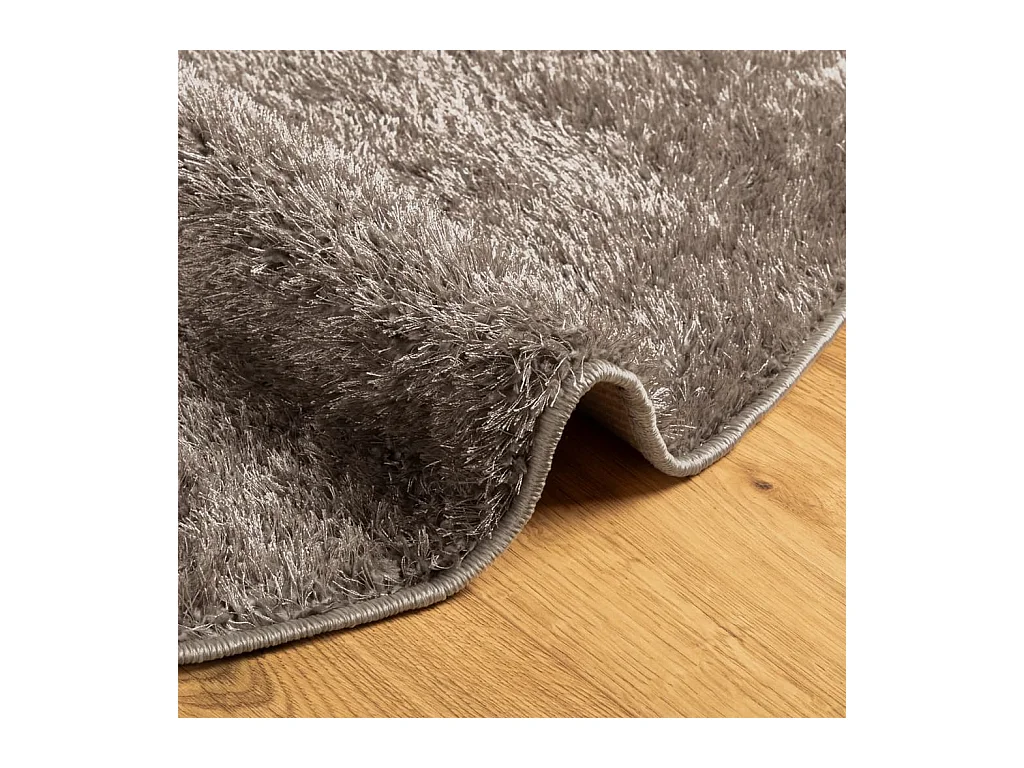 ISTAN vloerkleed met lange pool, glanzend grijze afwerking, Ø 100 cm