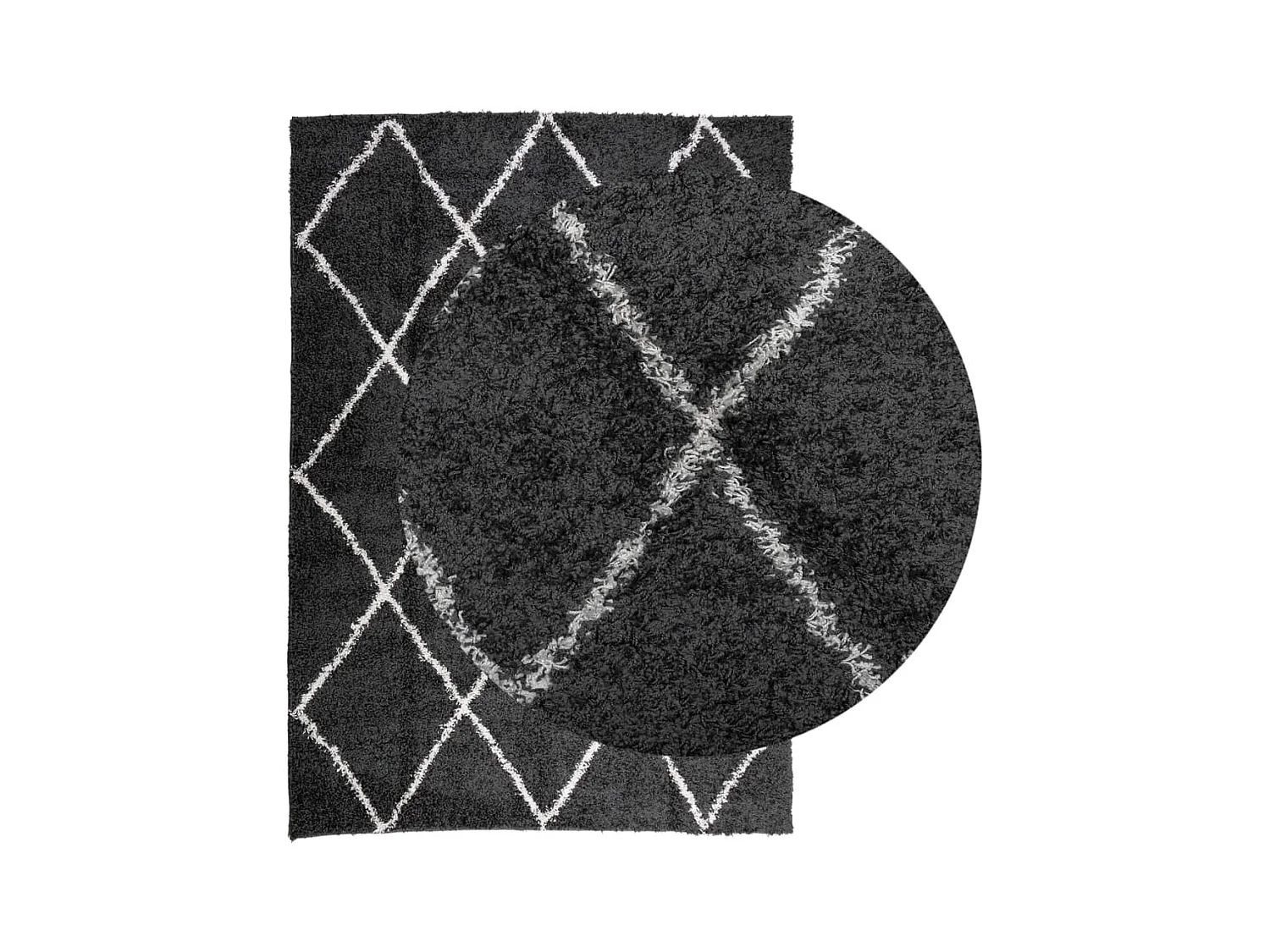 Modern zwart en crème shaggy vloerkleed 160x230 cm