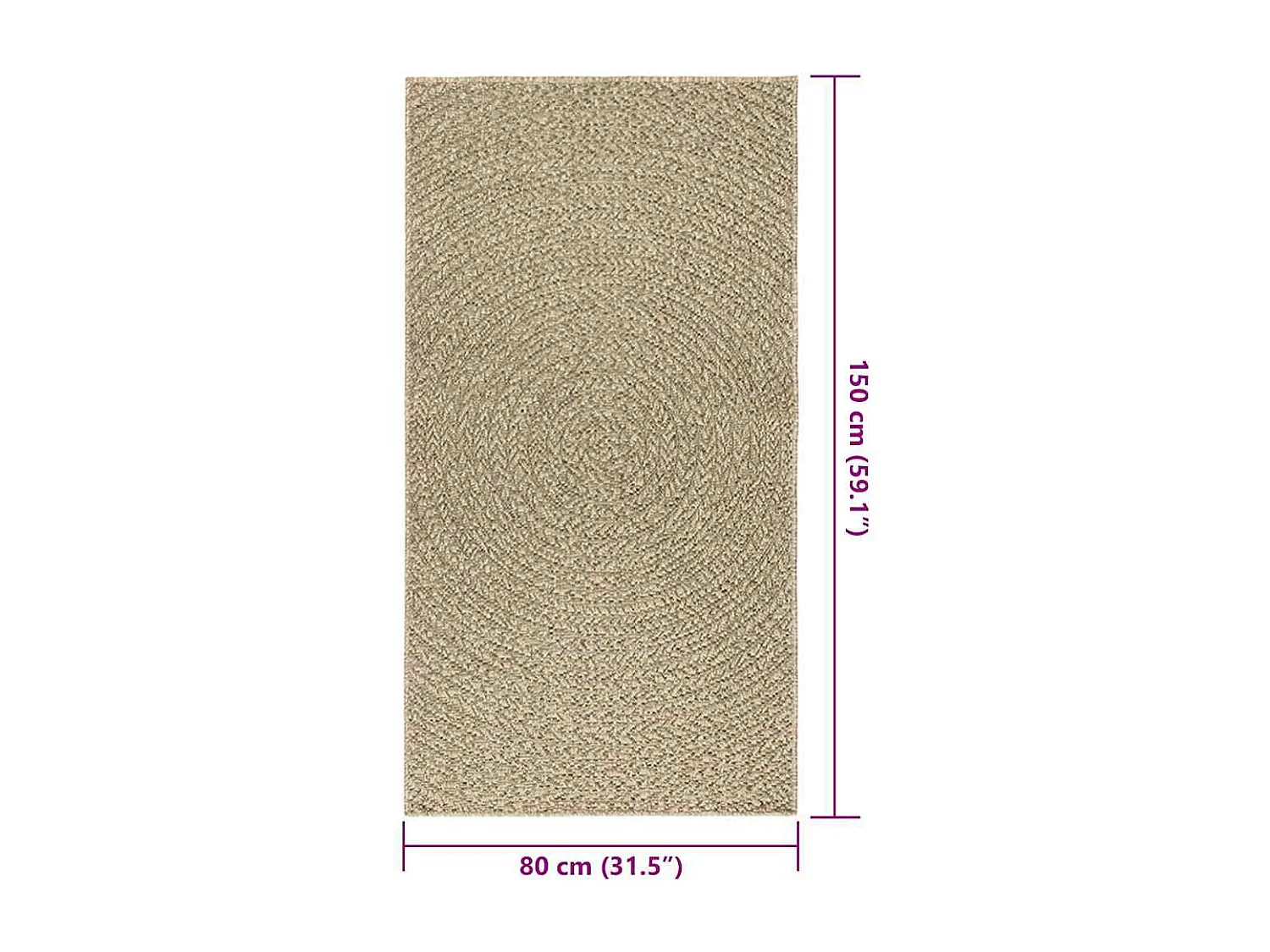Tapis ZIZUR beige 80x150 cm aspect de jute intérieur extérieur