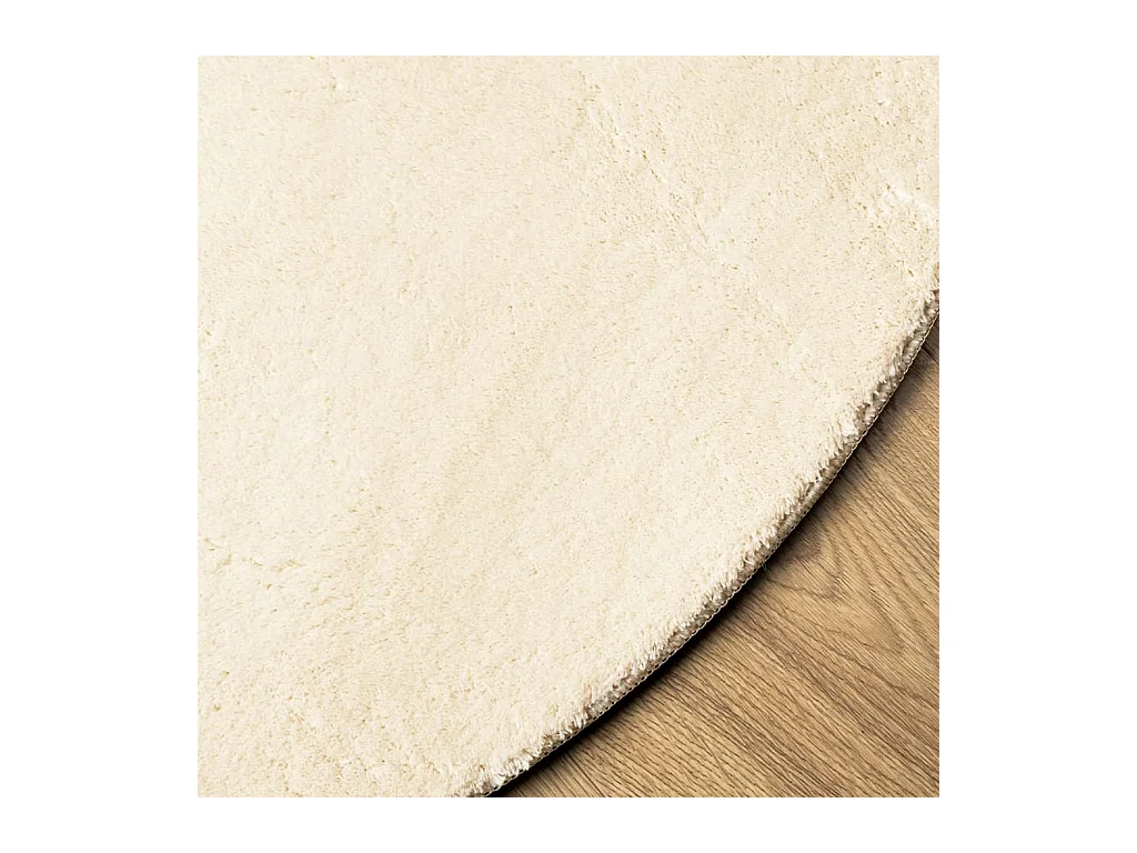 HUARTE vloerkleed met zachte, wasbare korte pool in crèmekleur, Ø 80 cm