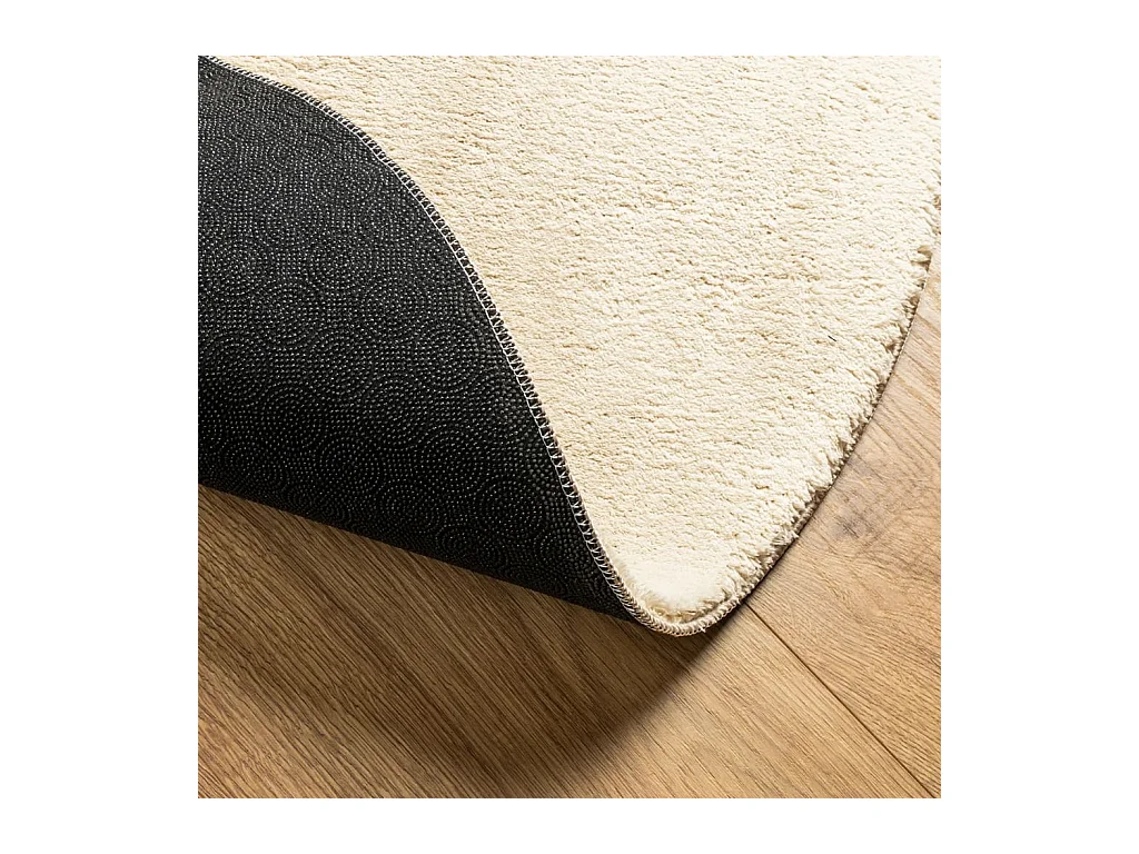 HUARTE vloerkleed met zachte, wasbare korte pool in crèmekleur, Ø 80 cm