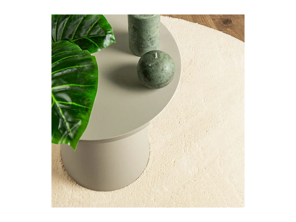 HUARTE vloerkleed met zachte, wasbare korte pool in crèmekleur, Ø 80 cm