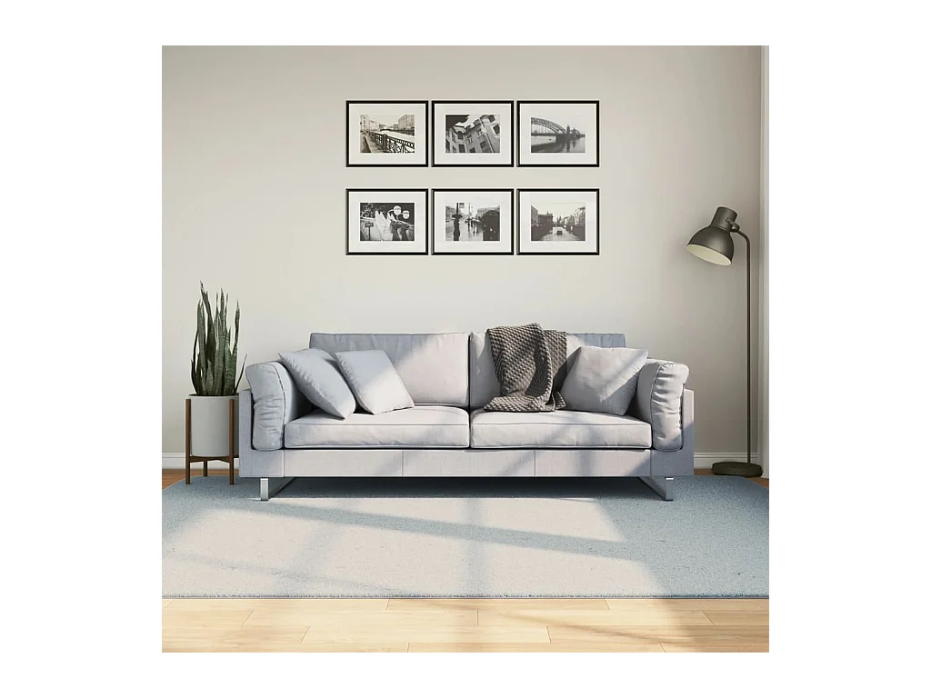 Alfombra HUARTE de pelo corto suave y lavable azul 160x230 cm