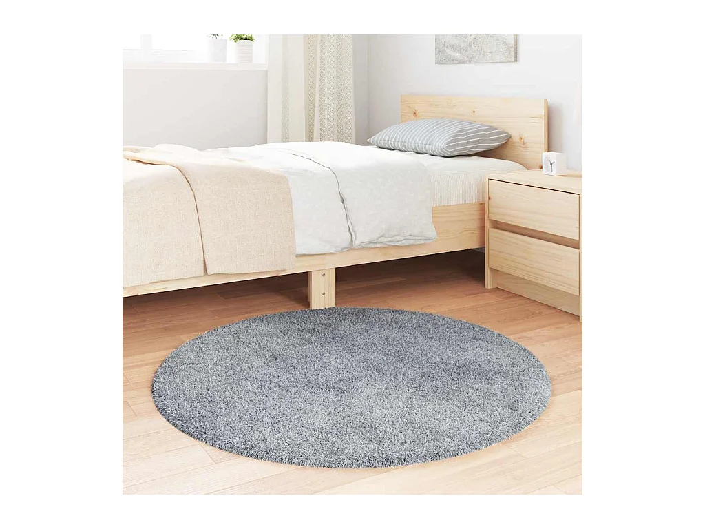 NAVARRA langpolig shaggy vloerkleed lichtgrijs 100x100 cm