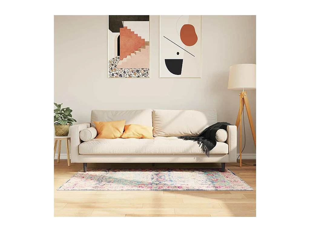 Wasbaar meerkleurig vloerkleed 80x150 cm antislip