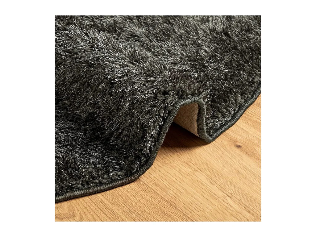 ISTAN vloerkleed met lange pool, glanzende antracietlook, Ø 160 cm