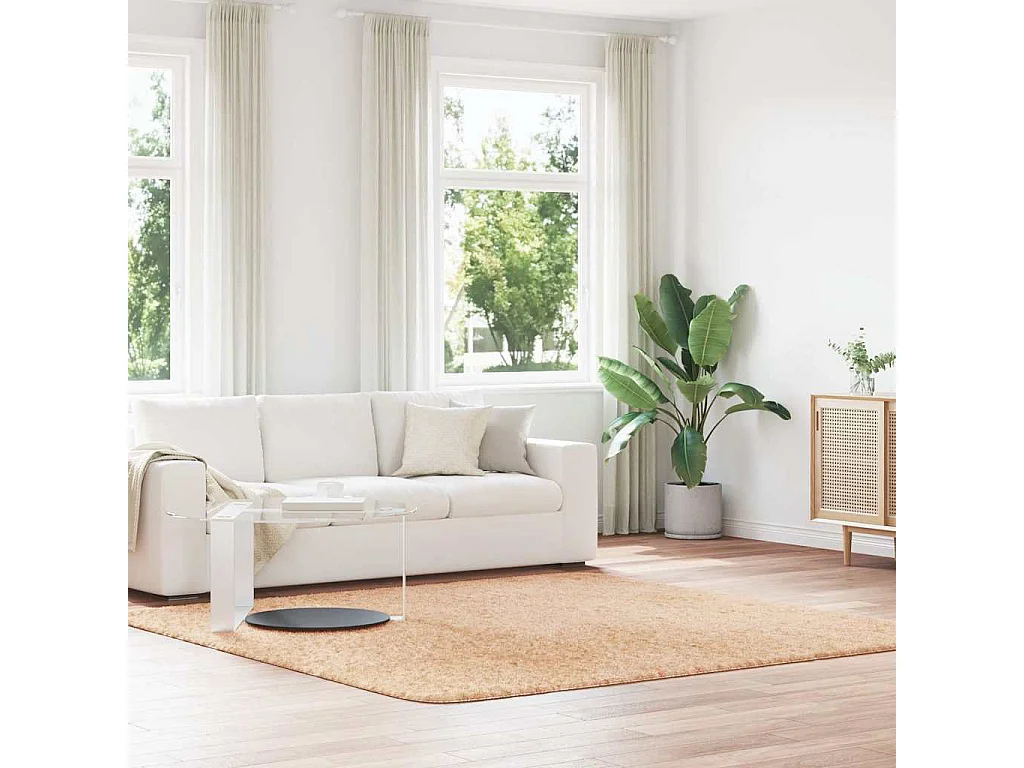 NAVARRA beige shaggy vloerkleed 240x240 cm polyester