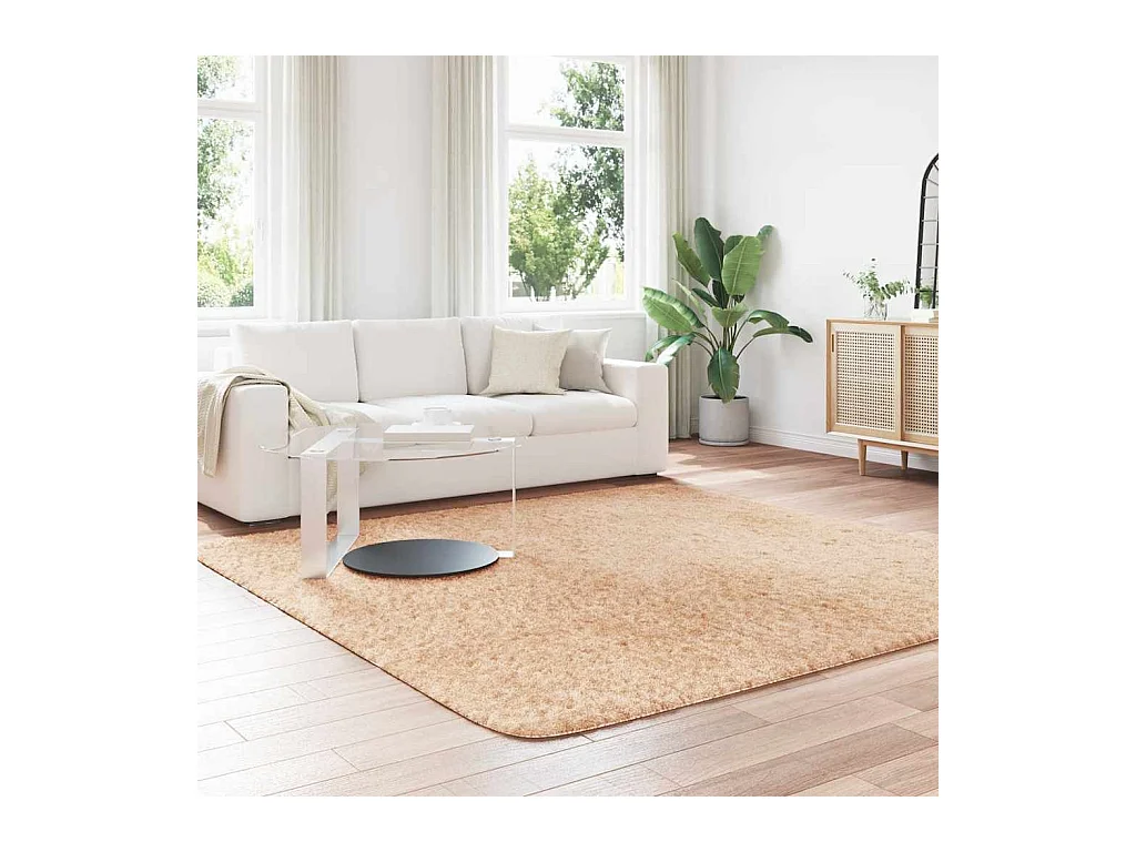 NAVARRA beige shaggy vloerkleed 240x240 cm polyester