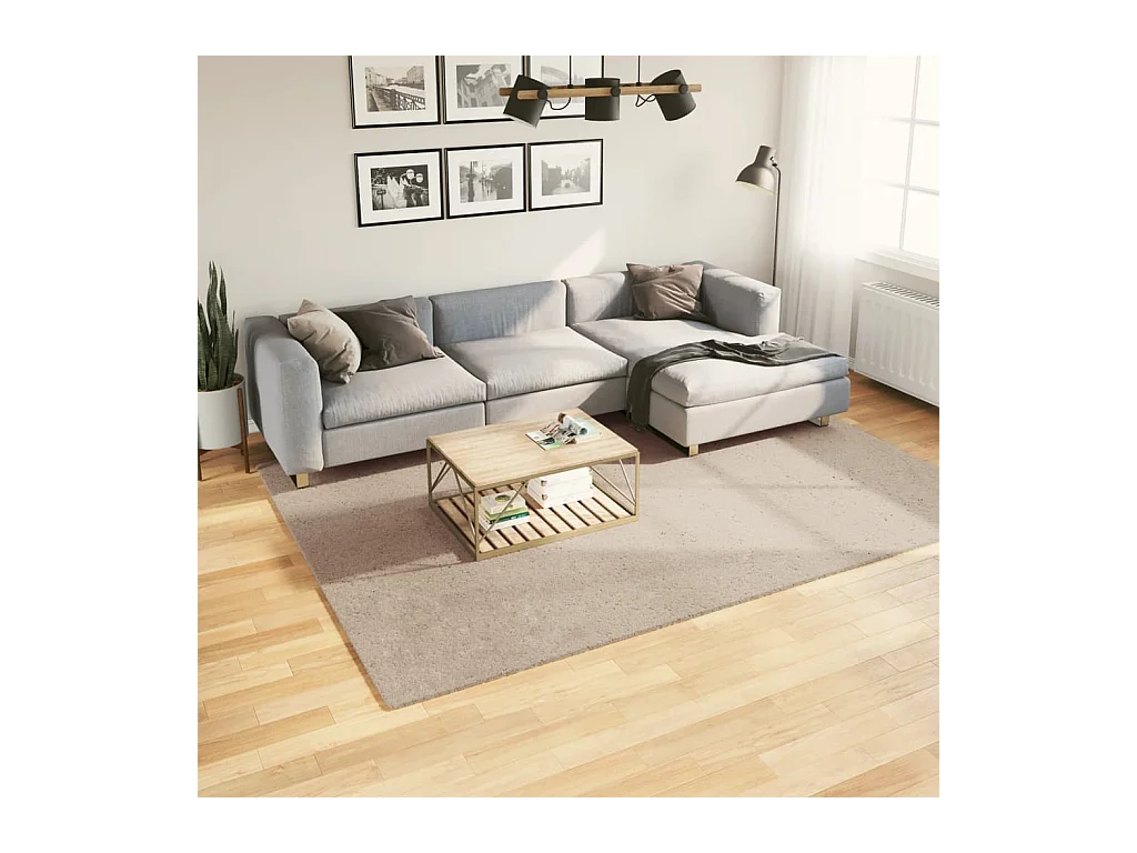 Alfombra de pelo corto HUARTE suave y lavable, color arena, 200x280 cm