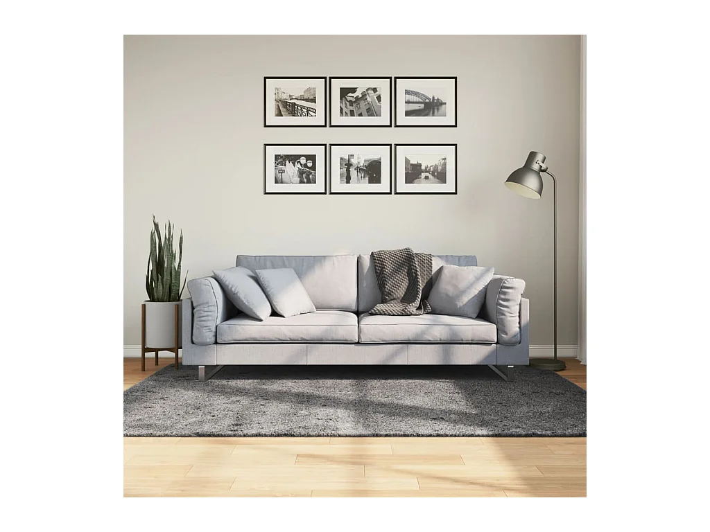 Tapis HUARTE à poils courts doux lavable anthracite 140x200 cm