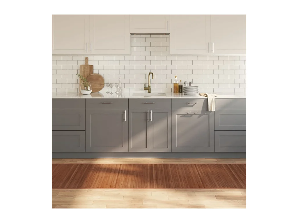 Rechteckiger brauner Teppich 80x1000 cm Bambus