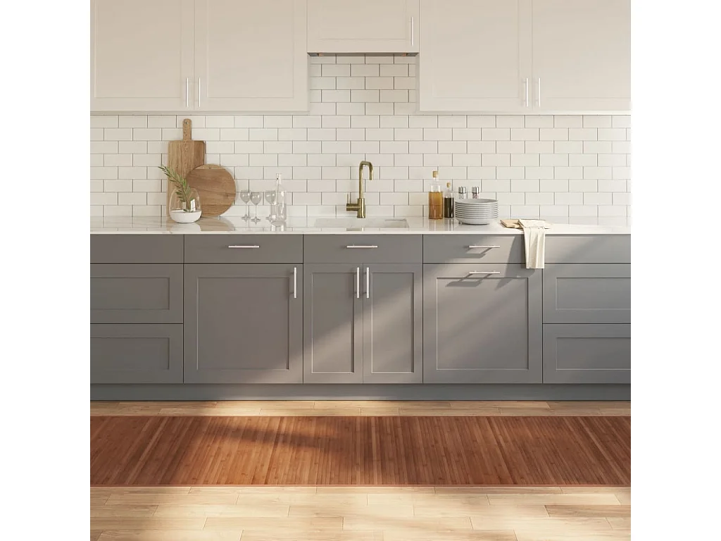 Tappeto rettangolare marrone 80x1000 cm in bambù